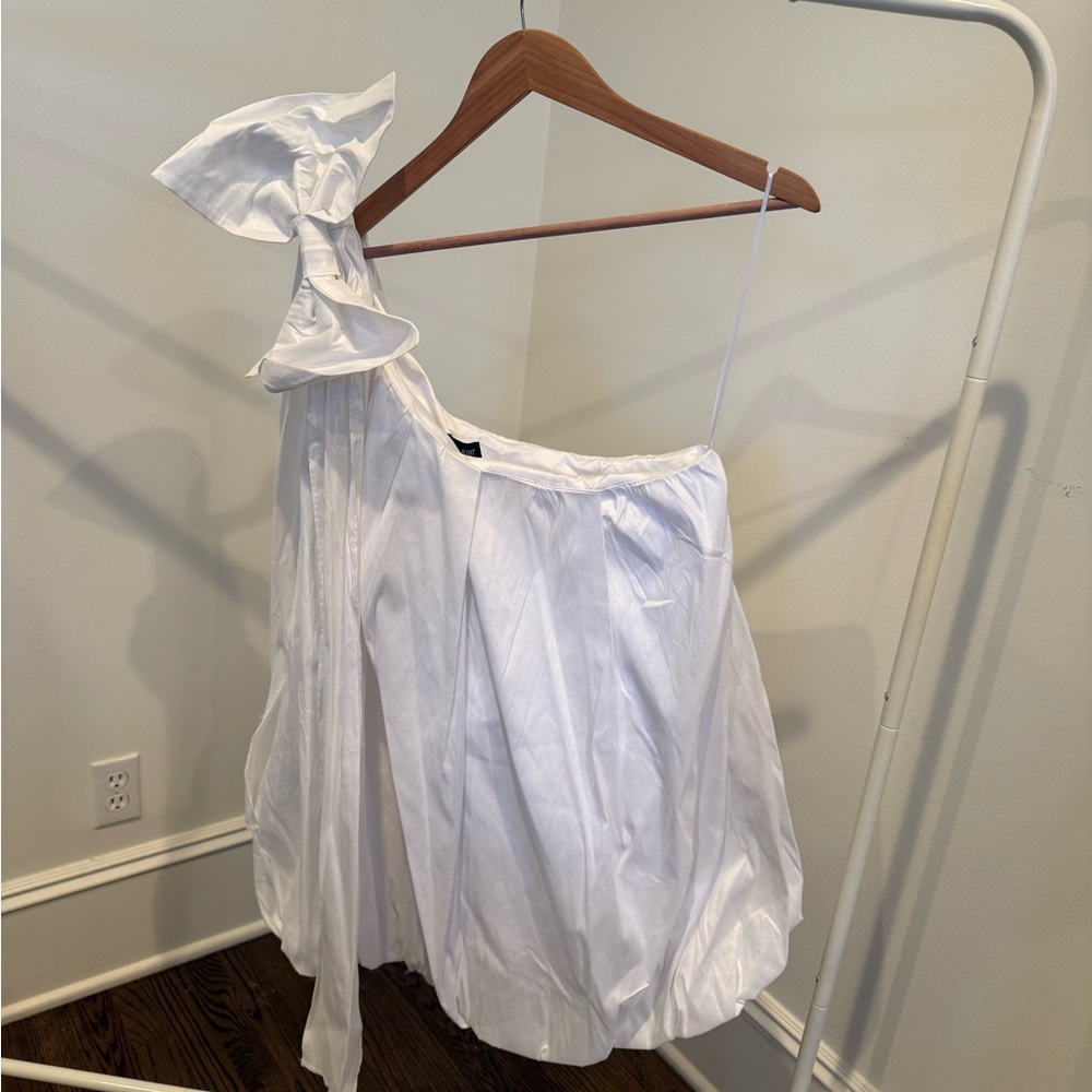 Bardot White Bubble Dress // One Shoulder